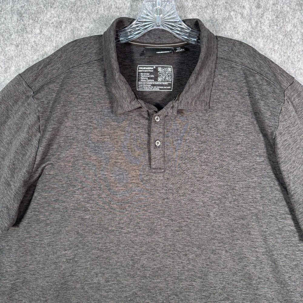 Truewerk EDO Polo Shirt Mens XXL Gray Heather Performance Short Sleeve
